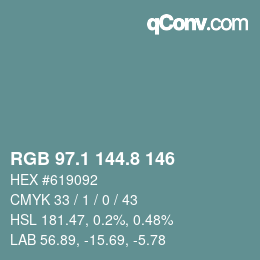 Color code: RGB 97.1 144.8 146 | qconv.com