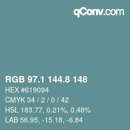 Color code: RGB 97.1 144.8 148 | qconv.com