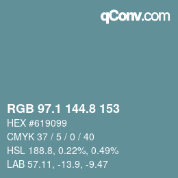 Color code: RGB 97.1 144.8 153 | qconv.com