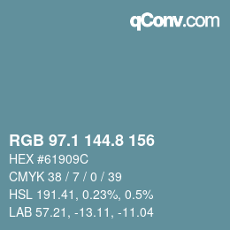 Color code: RGB 97.1 144.8 156 | qconv.com