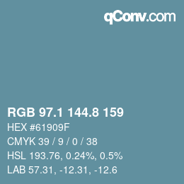 カラーコード: RGB 97.1 144.8 159 | qconv.com
