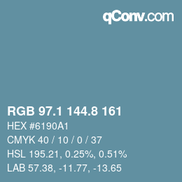 Color code: RGB 97.1 144.8 161 | qconv.com