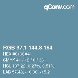 Color code: RGB 97.1 144.8 164 | qconv.com