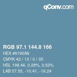 Color code: RGB 97.1 144.8 166 | qconv.com