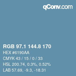 Color code: RGB 97.1 144.8 170 | qconv.com