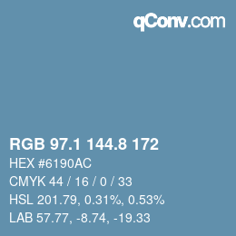 カラーコード: RGB 97.1 144.8 172 | qconv.com