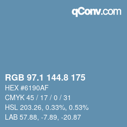 Color code: RGB 97.1 144.8 175 | qconv.com