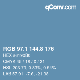 Color code: RGB 97.1 144.8 176 | qconv.com