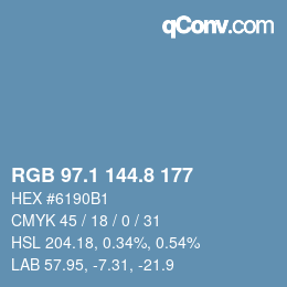カラーコード: RGB 97.1 144.8 177 | qconv.com