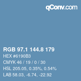 Color code: RGB 97.1 144.8 179 | qconv.com