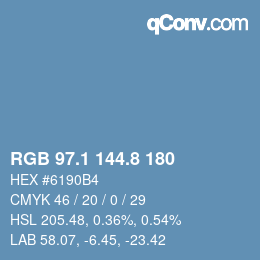 カラーコード: RGB 97.1 144.8 180 | qconv.com