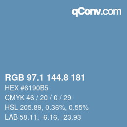 Color code: RGB 97.1 144.8 181 | qconv.com