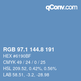 カラーコード: RGB 97.1 144.8 191 | qconv.com
