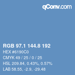 カラーコード: RGB 97.1 144.8 192 | qconv.com