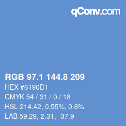カラーコード: RGB 97.1 144.8 209 | qconv.com