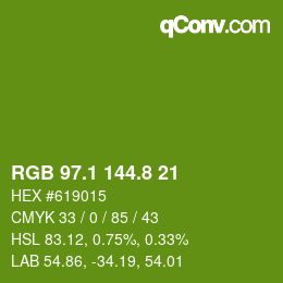 カラーコード: RGB 97.1 144.8 21 | qconv.com