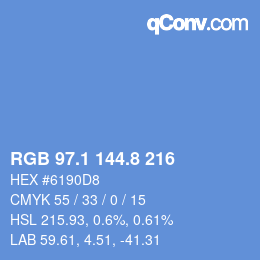 カラーコード: RGB 97.1 144.8 216 | qconv.com