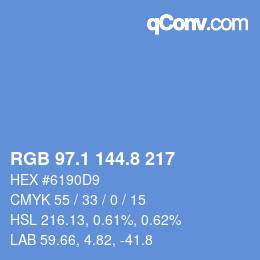 Color code: RGB 97.1 144.8 217 | qconv.com