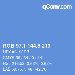カラーコード: RGB 97.1 144.8 219 | qconv.com