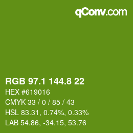 カラーコード: RGB 97.1 144.8 22 | qconv.com