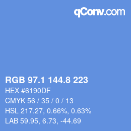 カラーコード: RGB 97.1 144.8 223 | qconv.com