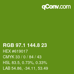 カラーコード: RGB 97.1 144.8 23 | qconv.com