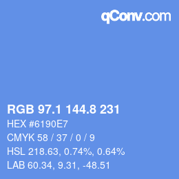 Color code: RGB 97.1 144.8 231 | qconv.com