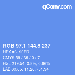 カラーコード: RGB 97.1 144.8 237 | qconv.com