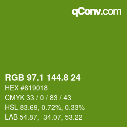 カラーコード: RGB 97.1 144.8 24 | qconv.com