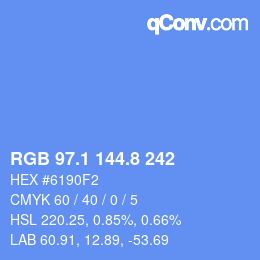 カラーコード: RGB 97.1 144.8 242 | qconv.com