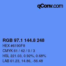 カラーコード: RGB 97.1 144.8 248 | qconv.com