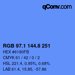 Color code: RGB 97.1 144.8 251 | qconv.com