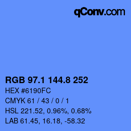 Color code: RGB 97.1 144.8 252 | qconv.com