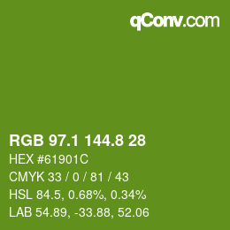 カラーコード: RGB 97.1 144.8 28 | qconv.com