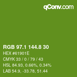 カラーコード: RGB 97.1 144.8 30 | qconv.com