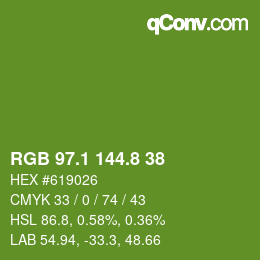 カラーコード: RGB 97.1 144.8 38 | qconv.com