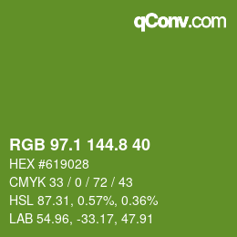 カラーコード: RGB 97.1 144.8 40 | qconv.com