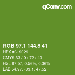 カラーコード: RGB 97.1 144.8 41 | qconv.com