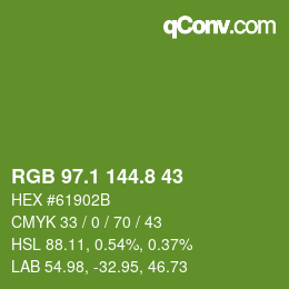 カラーコード: RGB 97.1 144.8 43 | qconv.com