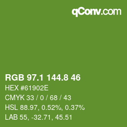 カラーコード: RGB 97.1 144.8 46 | qconv.com