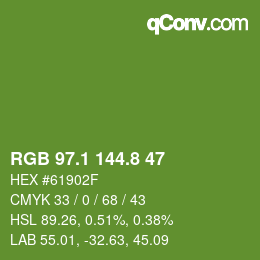 カラーコード: RGB 97.1 144.8 47 | qconv.com