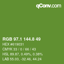 カラーコード: RGB 97.1 144.8 49 | qconv.com