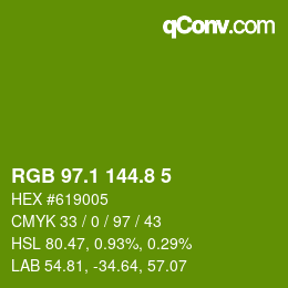 カラーコード: RGB 97.1 144.8 5 | qconv.com