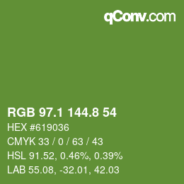 カラーコード: RGB 97.1 144.8 54 | qconv.com