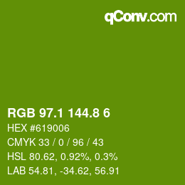 カラーコード: RGB 97.1 144.8 6 | qconv.com