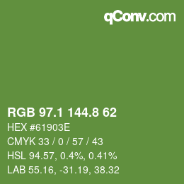 カラーコード: RGB 97.1 144.8 62 | qconv.com