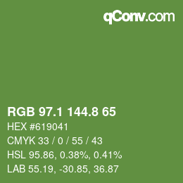 カラーコード: RGB 97.1 144.8 65 | qconv.com