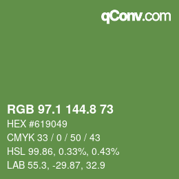 カラーコード: RGB 97.1 144.8 73 | qconv.com