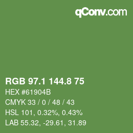 カラーコード: RGB 97.1 144.8 75 | qconv.com