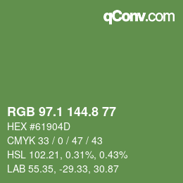 カラーコード: RGB 97.1 144.8 77 | qconv.com